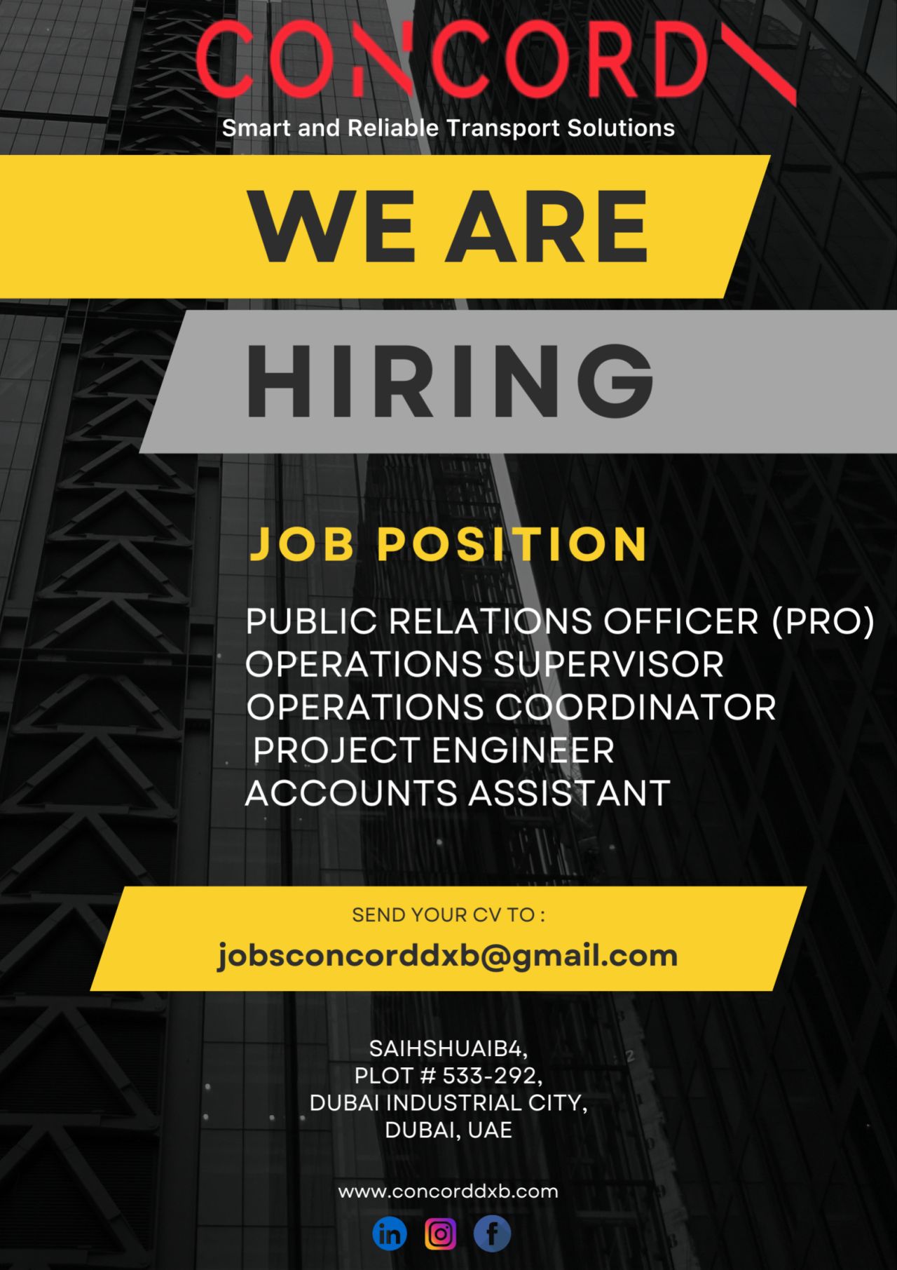 Multiple Job Openings at Concord Road Transport LLC | Latest Jobs in Dubai 2025