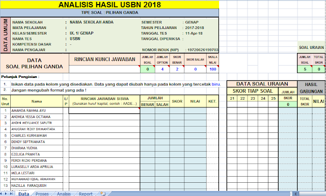 gambar Aplikasi koreksi soal pilihan ganda dan uraian 2018