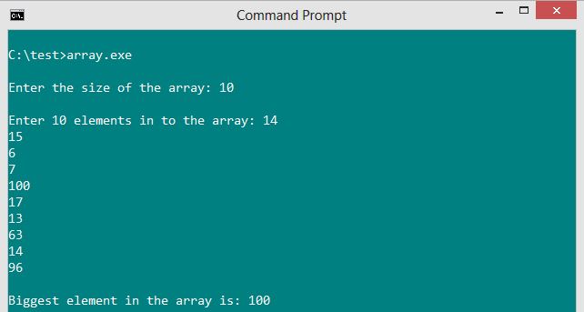 c programming examples, c programs, c examples, c array example, array find