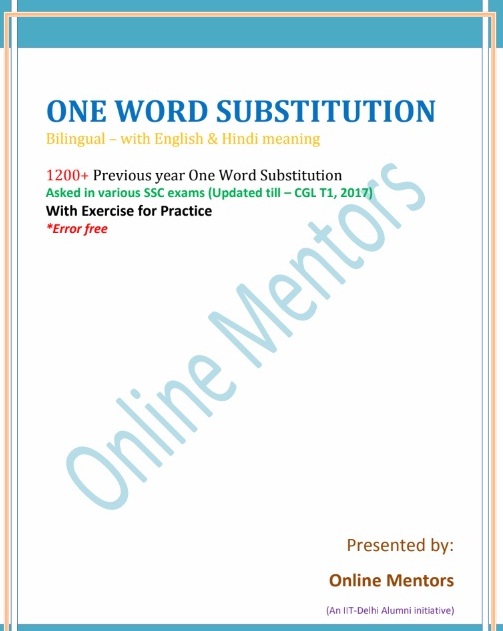 SSC all Previous Year Asked One Word Substitution till SSC CGL Tier 1 2017 Bilingual PDF