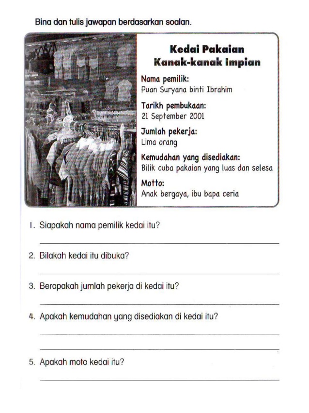 LATIHAN BAHASA MELAYU: Pemahaman Tahun 3