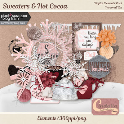 Digital elements, freebies, sweaters, hot cocoa, winter, January, 2020, digital scrapbooking, planner, snow, snowflakes, frost