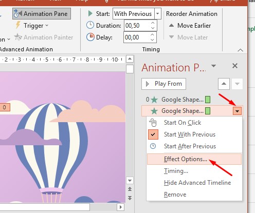 Pengaturan Effect Animasi di PPT