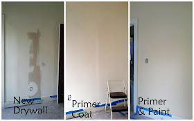 drywall, primer, and paint