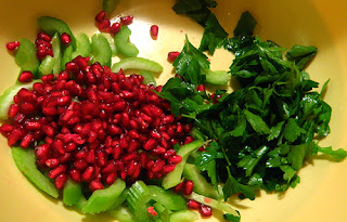 Bowl of Celery, Parsley, and Pomegranate