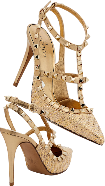 ♦Valentino Garavani Rockstud raffia and leather pumps #brilliantluxury