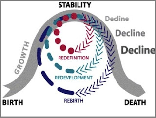 Organization transformation, birth, growth, declines and 