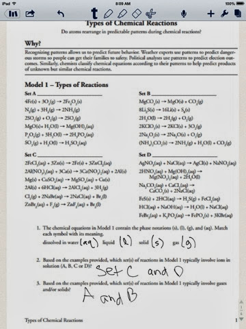 Chem Blog: Types of Chemical Reactions POGIL