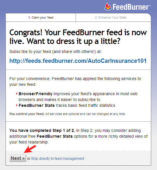 FeedBurner feed is now live