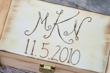 Personalized With Your Initial or Monogram Wedding Wood Wine Box Rustic