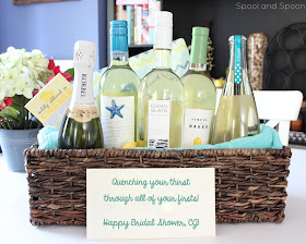 "All of Your Firsts" Wine Gift Basket -- the PERFECT bridal shower or wedding gift! Could easily be changed up for other momentous occasions, too!