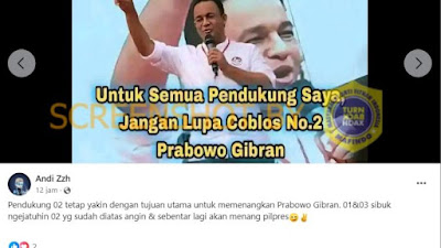 Konten distribusi dari halaman turnbackhoax.id. Anies Baswedan Dituduh Dukung Prabowo Gibran, Ternyata Ini Faktanya.