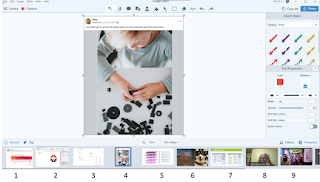 Screenshot showing snagit tray with 9 numbered items