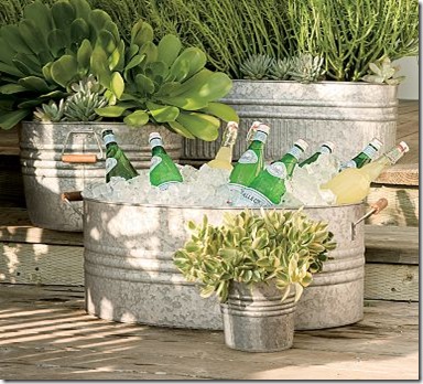 silver- pottery barn galvanized planter