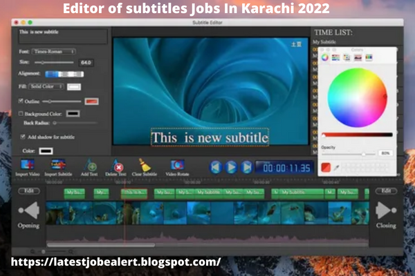 Editor of subtitles Jobs In Karachi 2022 