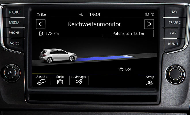 Volkswagen e-Golf range monitor