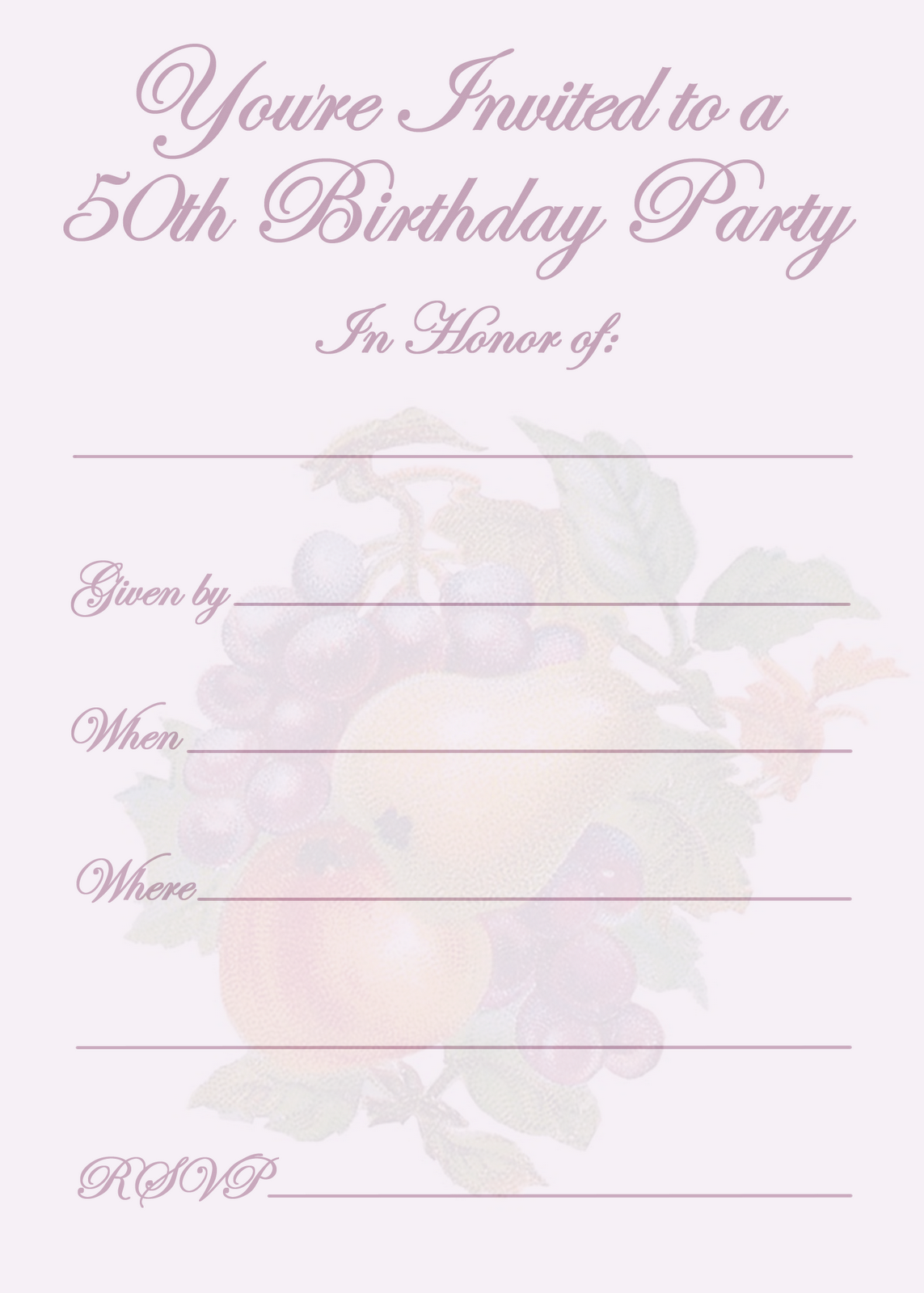 Free Printable Party Invitations: Printable 50th Birthday Announcement 