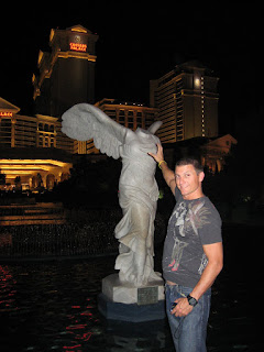 Chad feeling up Winged Victory at Caesar's Palace.