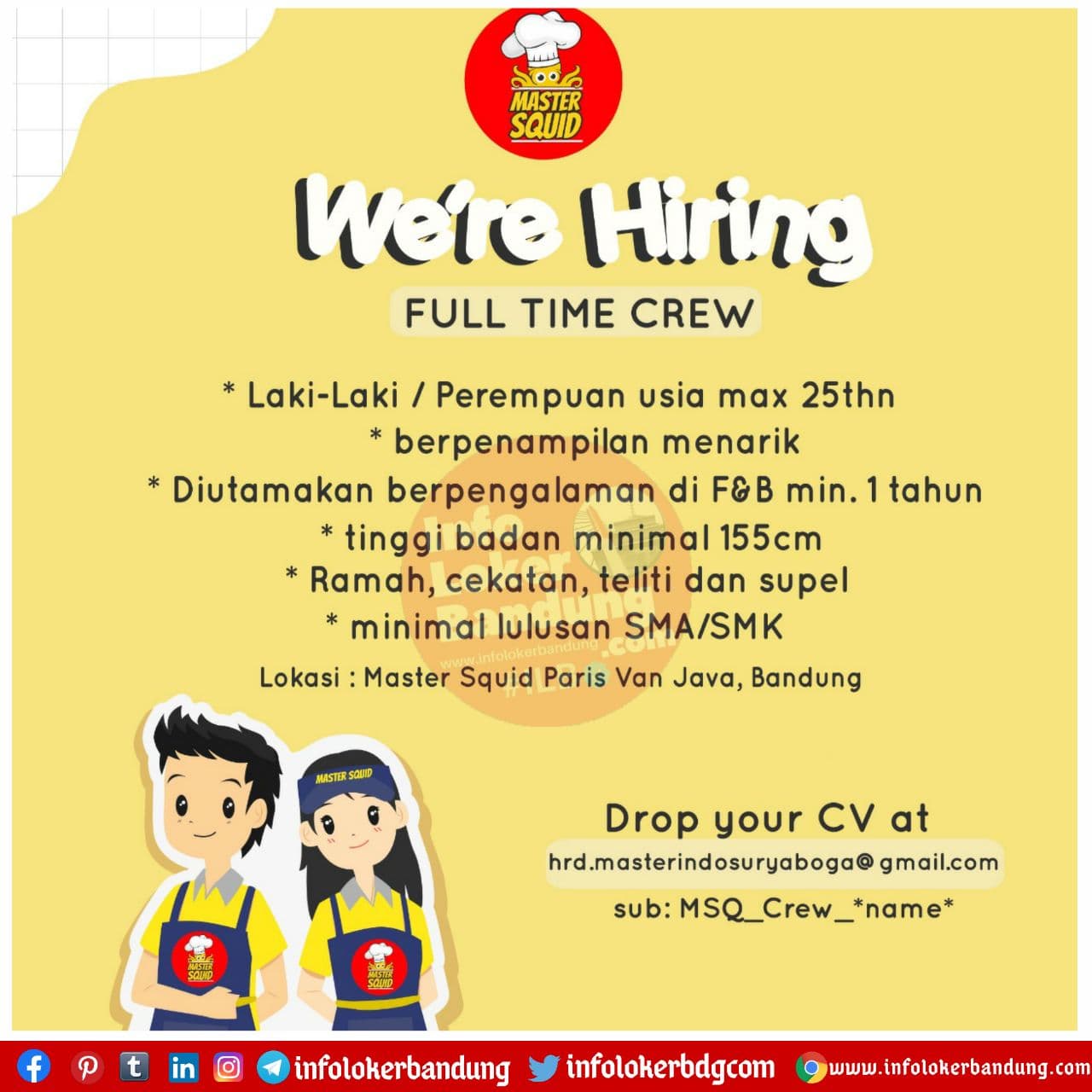 Lowongan Kerja Full Time Crew Master Squid Bandung November 2020