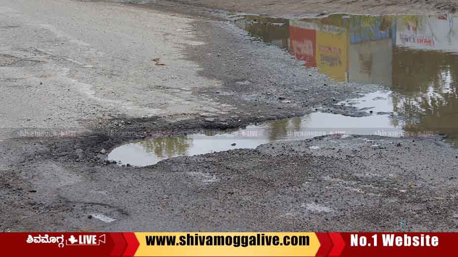 Pot Hole in Shimoga Bhadravathi Highway