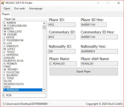 PES 2021 Edit ID Finder By Devil Cold52