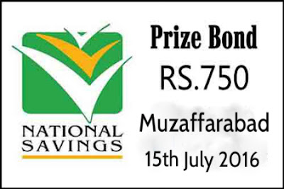 Prize Bond Draw List Rs. 750 on 15th July 2016 in Muzaffarabad