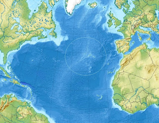 Situación de la Atlántida, océano Atlántico