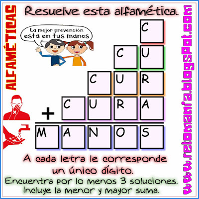 Alfamética, Criptoaritmética, Criptosuma, Juego de letras, Juego de palabras, Problemas matemáticos, Desafíos matemáticos, Retos matemáticos, Problemas de lógica, Problemas de Ingenio