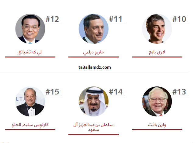 قائمة أقوى 30 شخصيى الأكثر نفوذاً وتأثيراً في العالم 2015 
