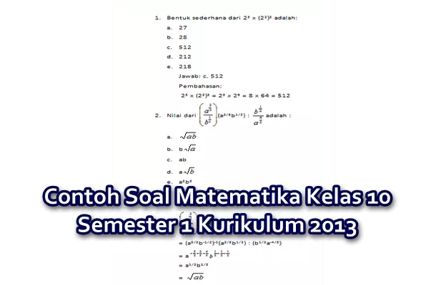Contoh Soal Matematika Kelas 10 Semester 1 Kurikulum 2013 Berkas Edukasi
