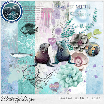 Digital Scrapbooking Kit Sealed with A Kiss by ButterflyDsign