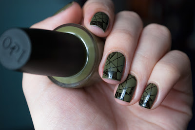 Stamping nail art with OPI Uh-oh Roll Down the Window