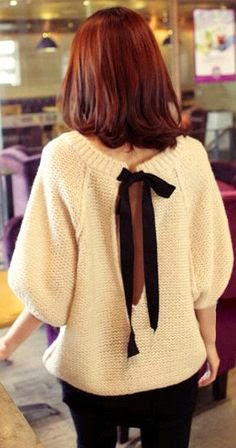 Open Bow Back Sweater