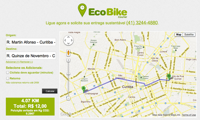 EcoBike Courier faz entregas de bicicleta pelas ruas de curitiba