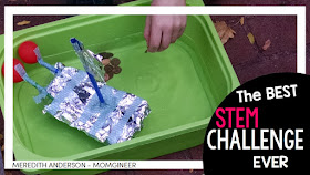 The Best STEM Challenge EVER! Design and create a cargo ship with the engineering design process. Build a boat and test it out while learning about density, buoyancy, and Archimedes' Principle. Read the post for 8 more amazing STEM challenges!  | Meredith Anderson -  Momgineer