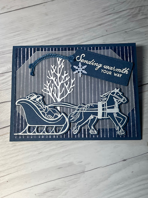 Winter greeting card using Stampin' Up! Horse & Sleigh Bundle