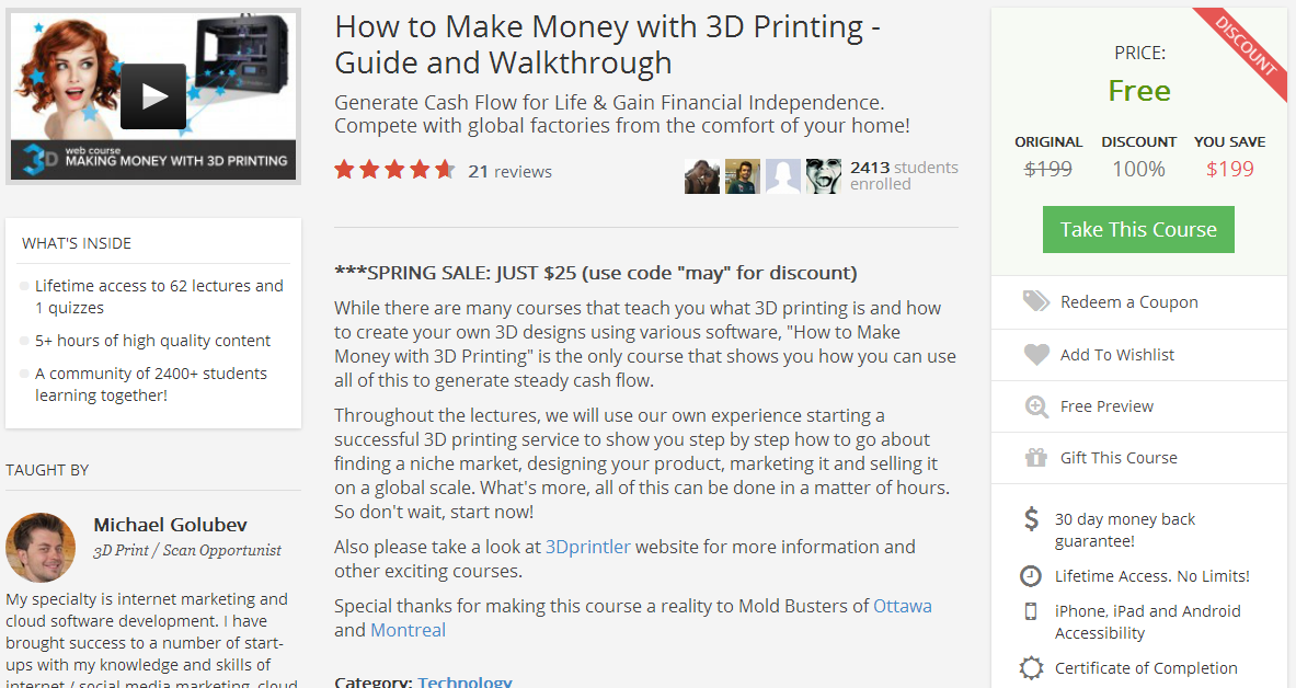 Learn How to Make Money with 3D Printing