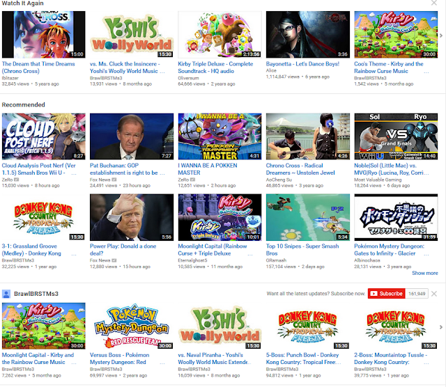 YouTube home page watch it again recommended videogame OSTs