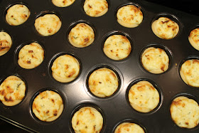 mini halloumi tarts in a mini muffin pan
