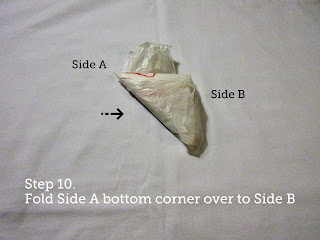 Step 10. Fold Side A bottom corner over to Side B.