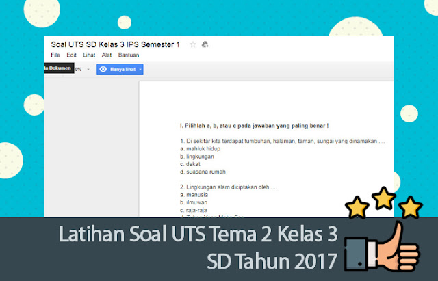 Latihan Soal UTS Tema 2 Kelas 3 SD