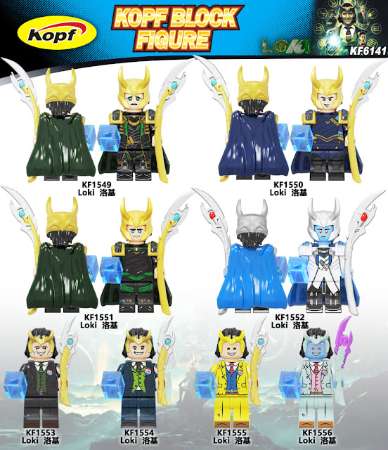 Cheap Custom Lego Loki Minifigures including President Loki and Armored Loki