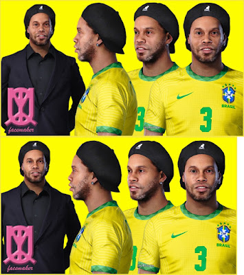 PES 2021 Faces Ronaldinho V1 & V2 by Uqiya