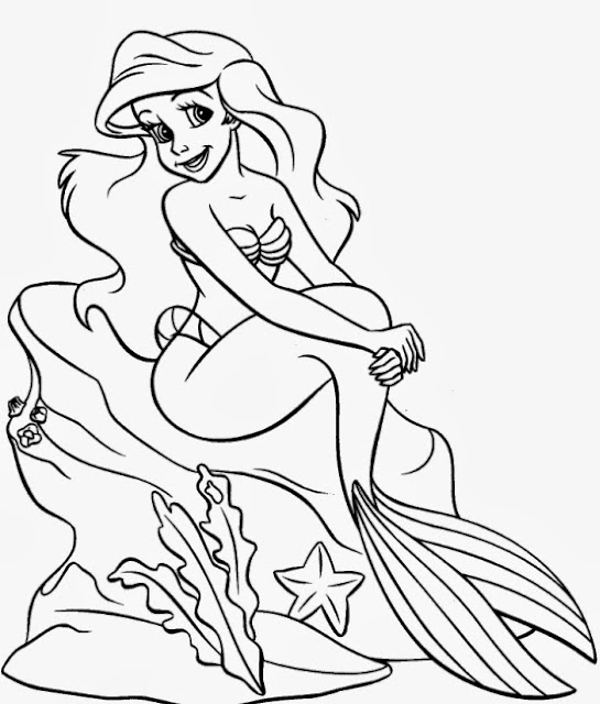 A pequena sereia desenho para colorir 