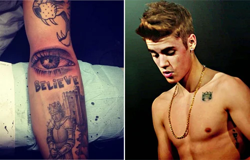 Tattoo braço do bieber believe