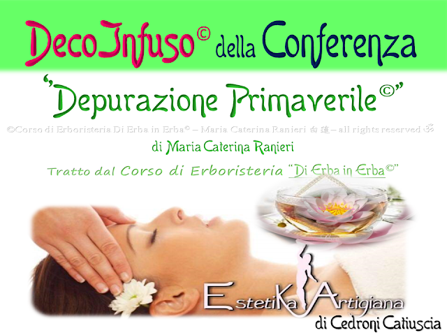 Docente del Corso di Erboristeria “Di Erba in Erba©” Cromoterapeuta - CromoEstetica FloriTerapeuta Mediterranea – Fitopreparatrice esperta di Cosmesi naturale personalizzata, Consulente naturopata - vasta esperienza anche con bimbi e anziani - Istruttore di “Tài jí quán - 太极拳” e di “Tai Chi Kung” dello Stile Yang, della International Family Tai Chi Chuan blogger http://dierbainerba.blogspot.it - © Maria Caterina Ranieri 白蓮 – all rights reserved ॐ