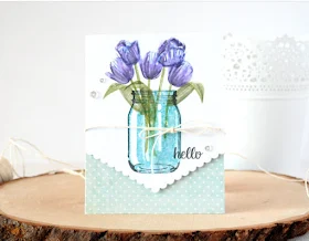 Sunny Studio Stamps: Vintage Jar, Timeless Tulips, and Fishtail Banners II card by Lisa's Creative Niche