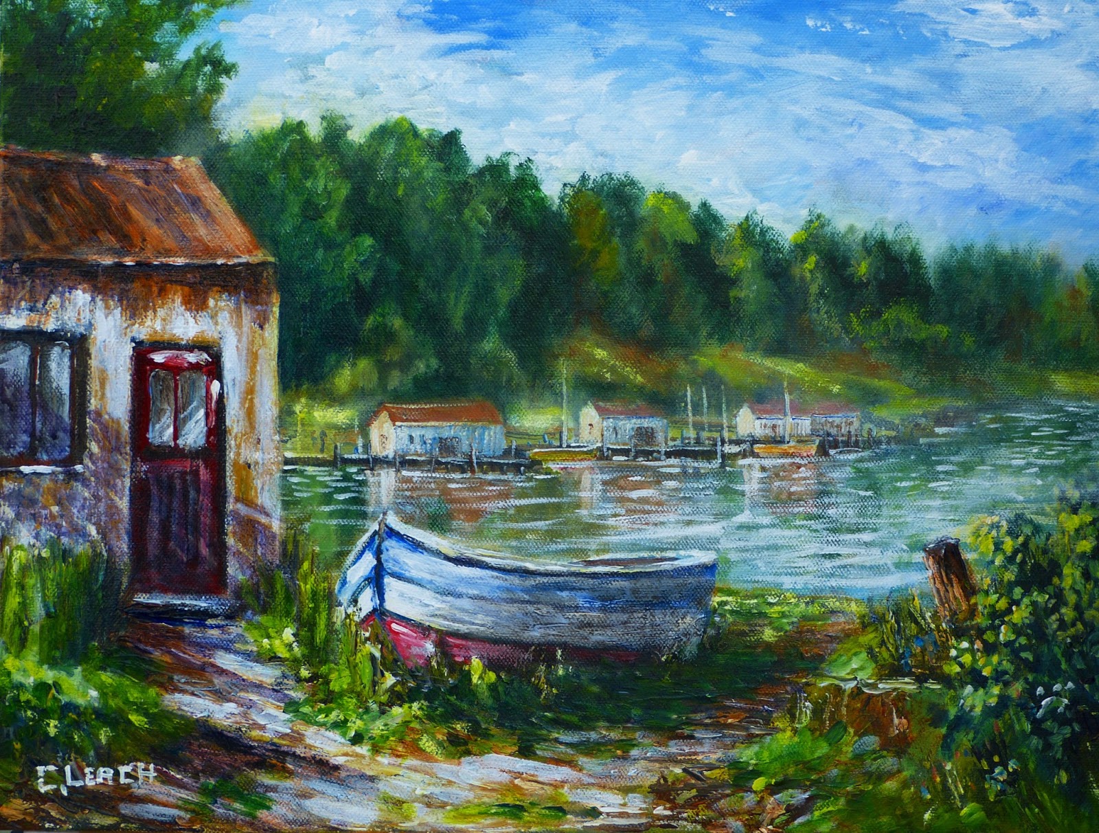 Acrylic Landscapes: Boat New Acrylic Painting
