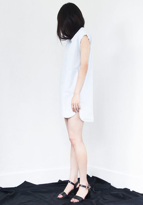 Frayed Sleeve Denim Dress