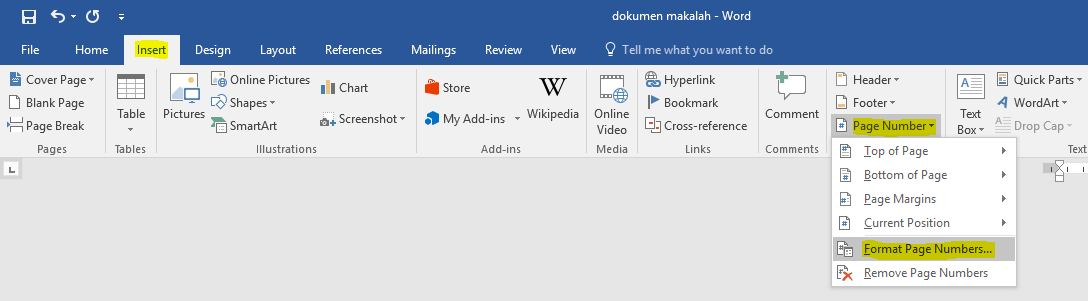 Cara Memberi Nomor Halaman Pada Dokumen MS Word Cara Membuat Nomor Halaman di MS Word